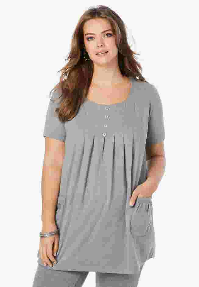 Plus Size Two Pocket Soft Knit Tunic Top image number 0