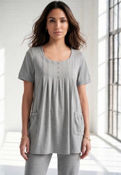 Plus Size Two Pocket Soft Knit Swing Tunic