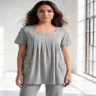 Plus Size Two Pocket Soft Knit Swing Tunic image number null