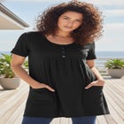 Plus Size Two Pocket Soft Knit Swing Tunic image number null