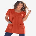 Plus Size Two Pocket Soft Knit Swing Tunic image number null