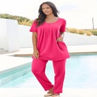 Plus Size Two Pocket Soft Knit Swing Tunic image number null