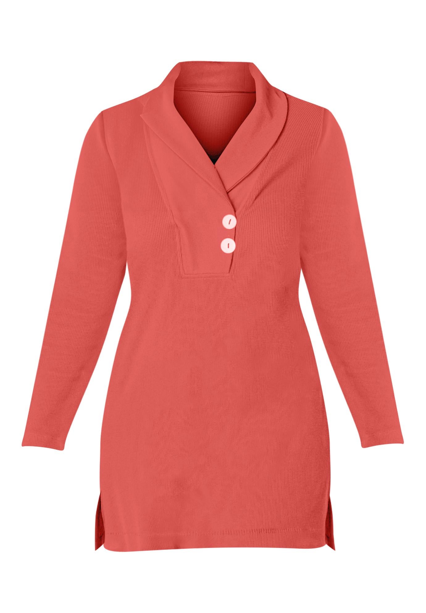 Plus Size Knit Thermal Shawl Collar Top – Long Sleeve image number 1