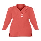 Plus Size Knit Thermal Shawl Collar Top – Long Sleeve image number null