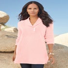 Plus Size Knit Thermal Shawl Collar Top – Long Sleeve image number null