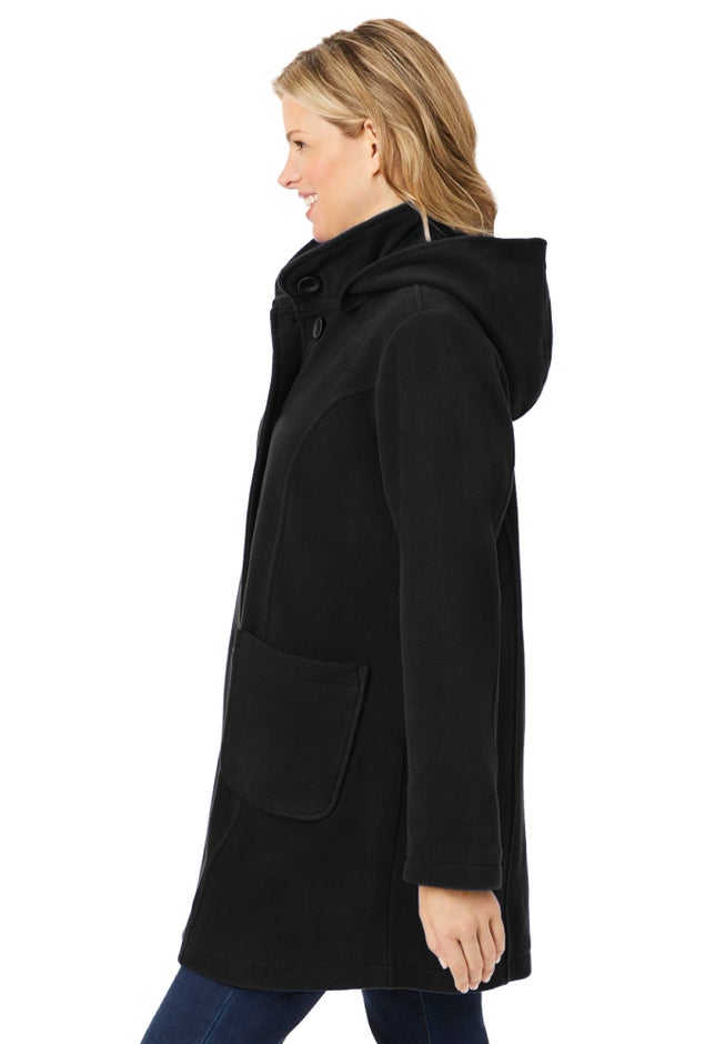 Hooded A-Line Fleece Coat image number 2