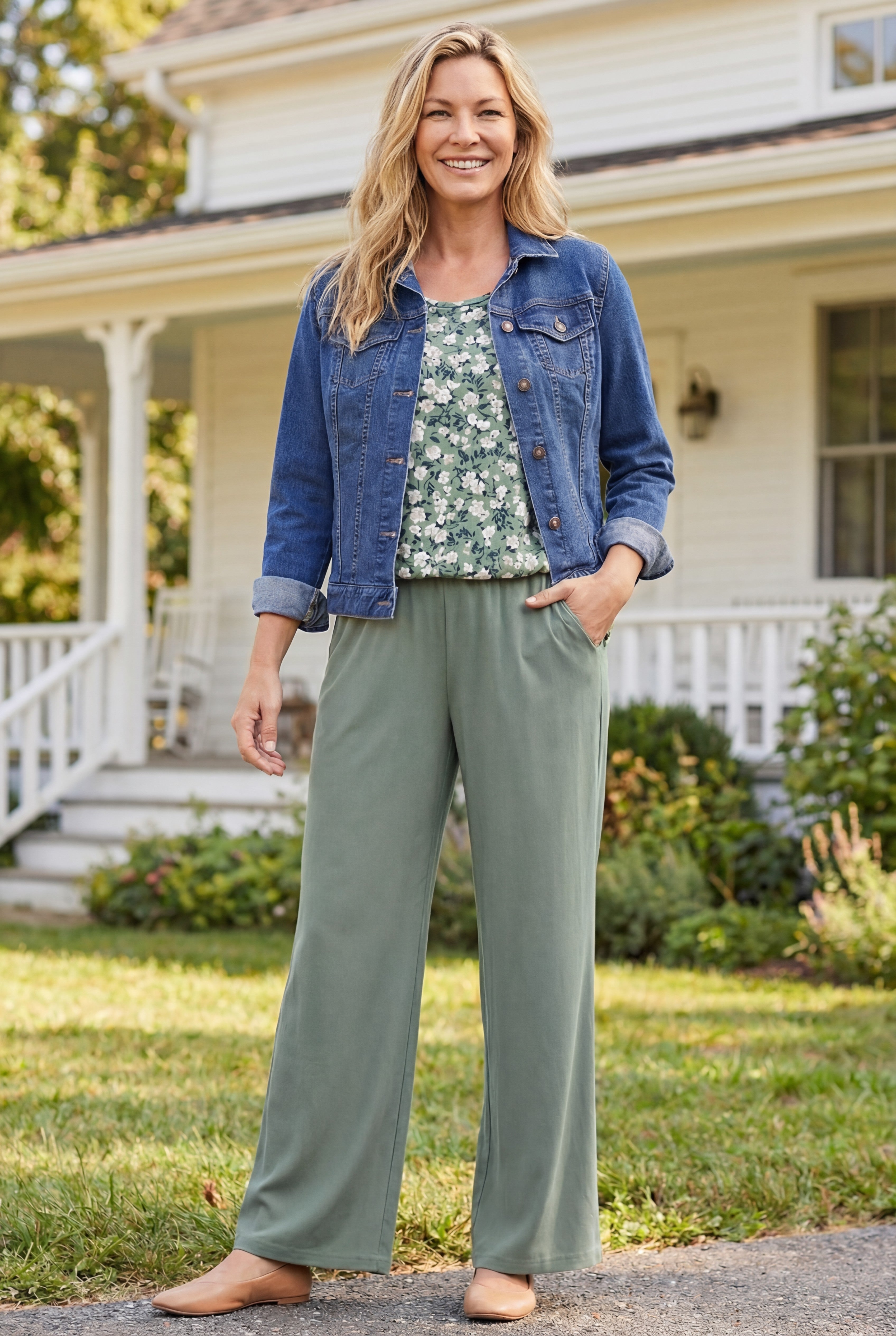 7-Day Wide-Leg Elastic-Waist Stretchy Knit Pant image number 0