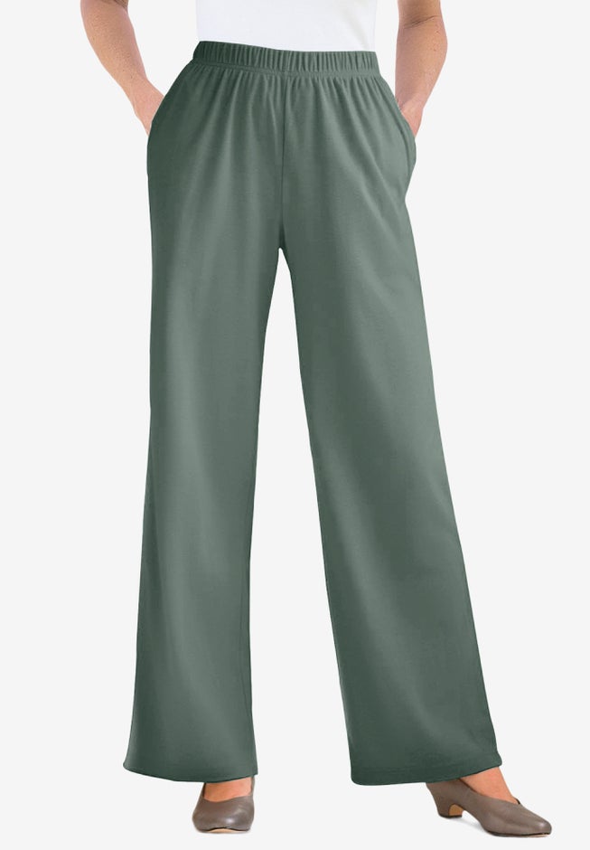 7-Day Wide-Leg Elastic-Waist Stretchy Knit Pant image number 1