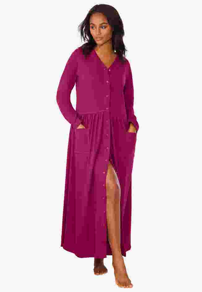 Long Snap-Front Knit Lounger image number 5