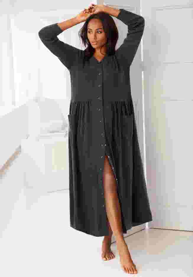Long Snap-Front Knit Lounger image number 7