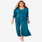 Long Snap-Front Knit Lounger image number null