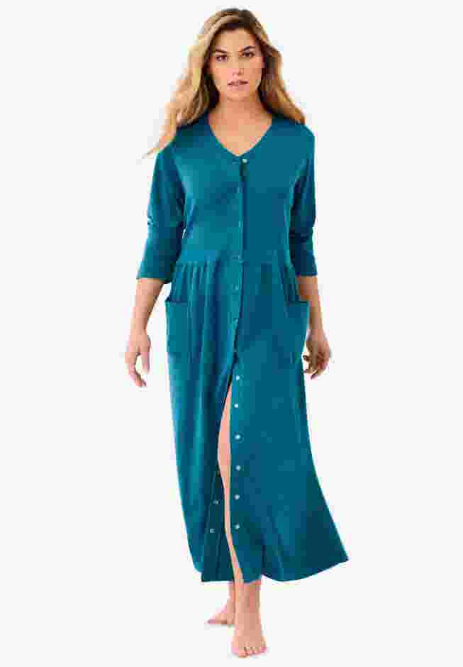 Long Snap-Front Knit Lounger image number 0