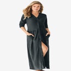 Long Snap-Front Knit Lounger image number null