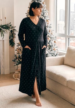 Long Snap-Front Knit Lounger