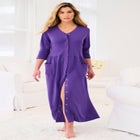 Long Snap-Front Knit Lounger image number null