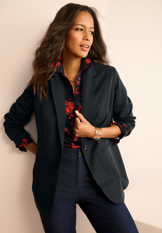 Plus Size Relaxed Boyfriend Blazer image number 3