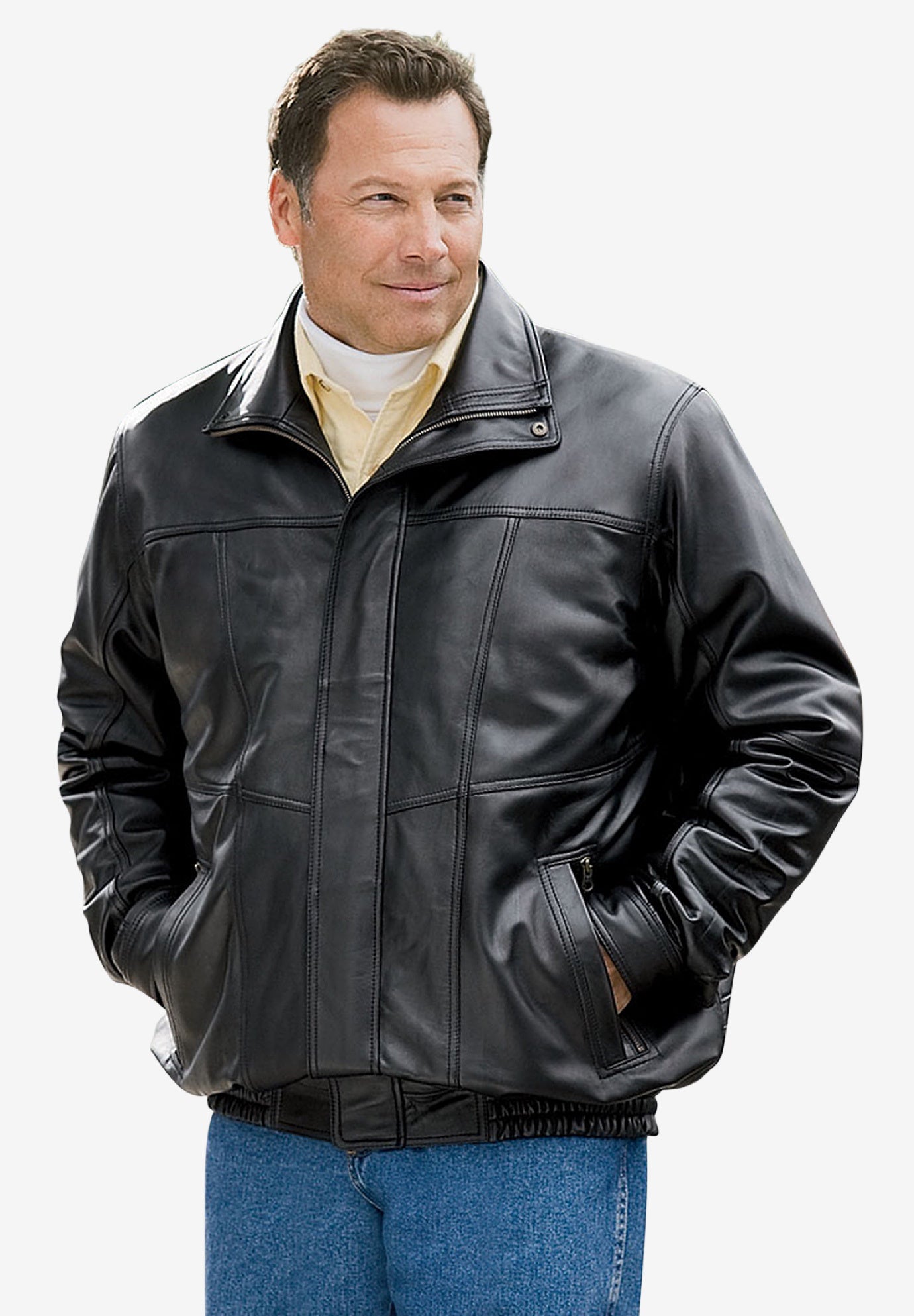 Leather Bomber Jacket image number 3