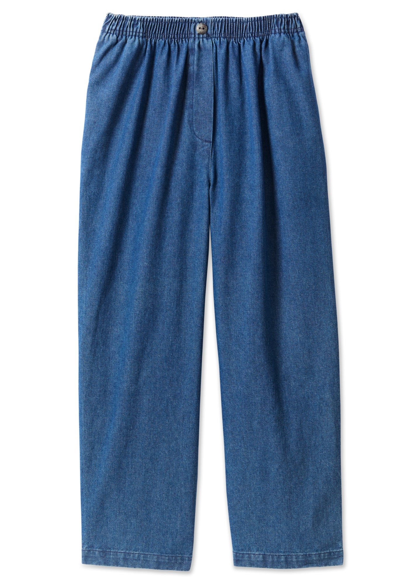 7-Day Elastic-Waist Pull-On Cotton Denim Capri Jeans image number 4