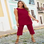 2-Piece Linen Capri Set image number null