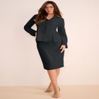 Plus Size Long Sleeve Shawl-Collar Jacket & Sheath Skirt Set &ndash; 2-Piece Suit image number null