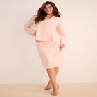 Plus Size Long Sleeve Shawl-Collar Jacket & Sheath Skirt Set &ndash; 2-Piece Suit image number null