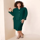 Plus Size Long Sleeve Shawl-Collar Jacket & Sheath Skirt Set – 2-Piece Suit image number null