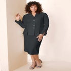 Plus Size Long Sleeve Shawl-Collar Jacket & Sheath Skirt Set – 2-Piece Suit image number null