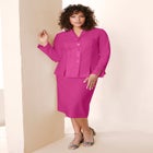 Plus Size Long Sleeve Shawl-Collar Jacket & Sheath Skirt Set &ndash; 2-Piece Suit image number null