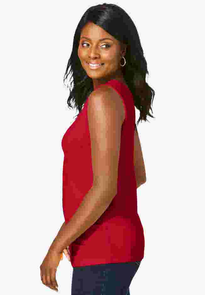 Stretch Cotton Horseshoe Neck Tank image number 3