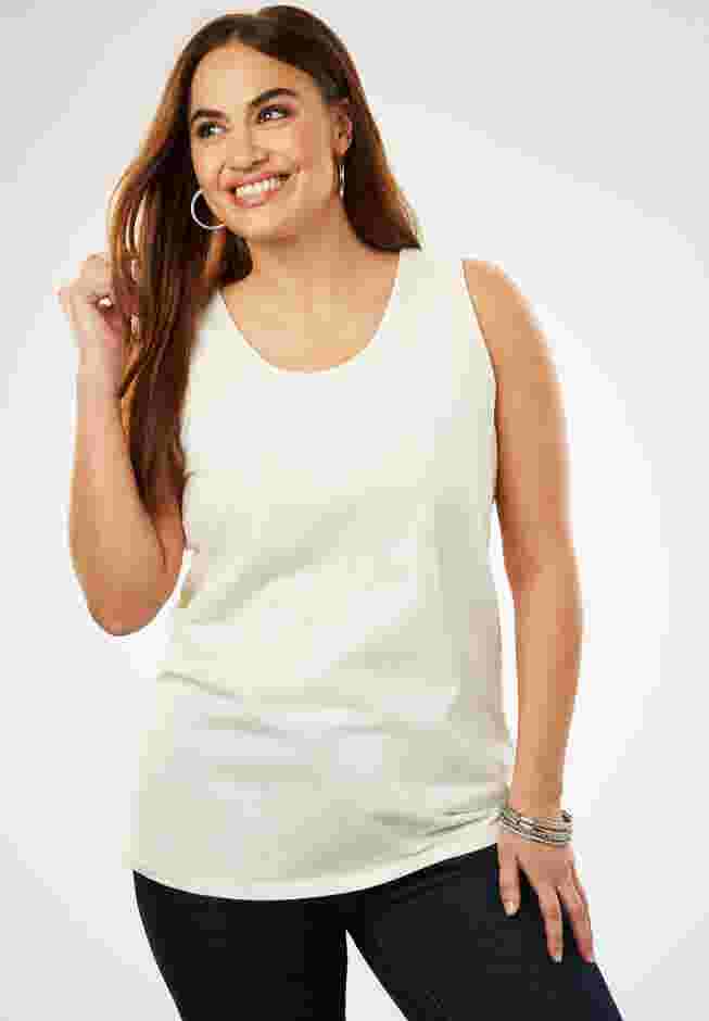 Stretch Cotton Horseshoe Neck Tank image number 4