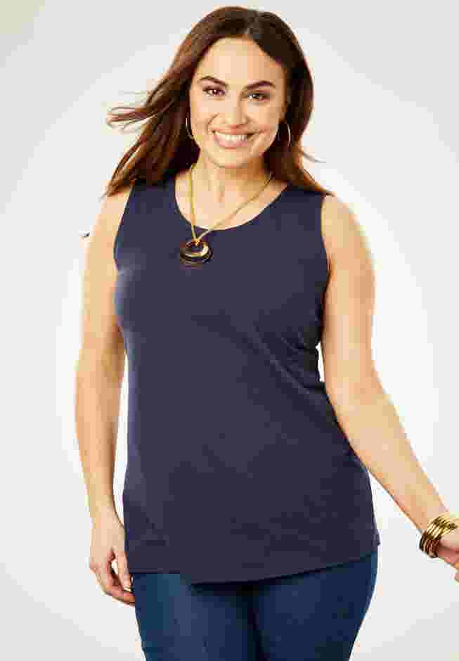 Stretch Cotton Horseshoe Neck Tank image number 5