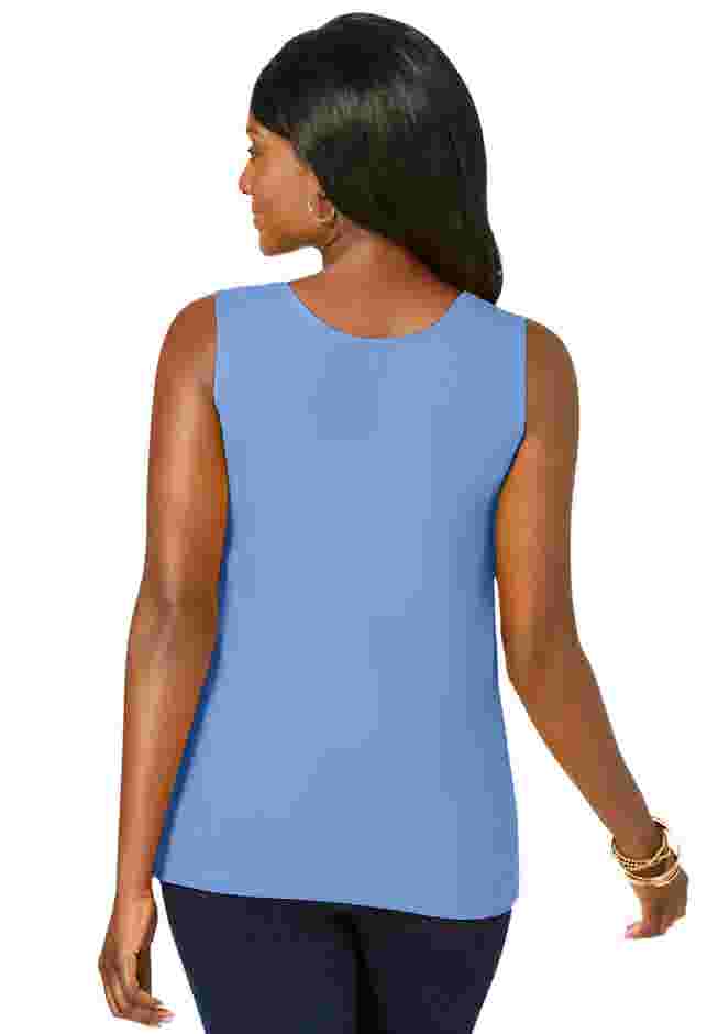 Stretch Cotton Horseshoe Neck Tank image number 1