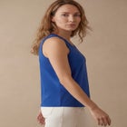 Stretch Cotton Horseshoe Neck Tank image number null