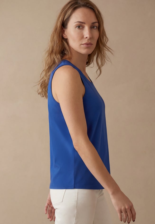 Stretch Cotton Horseshoe Neck Tank image number 2