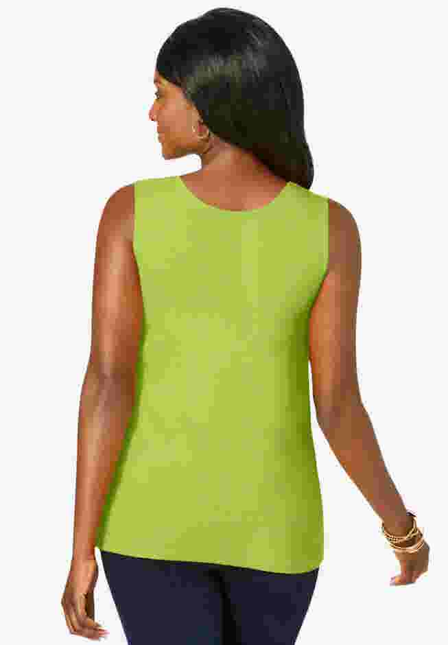 Stretch Cotton Horseshoe Neck Tank image number 1
