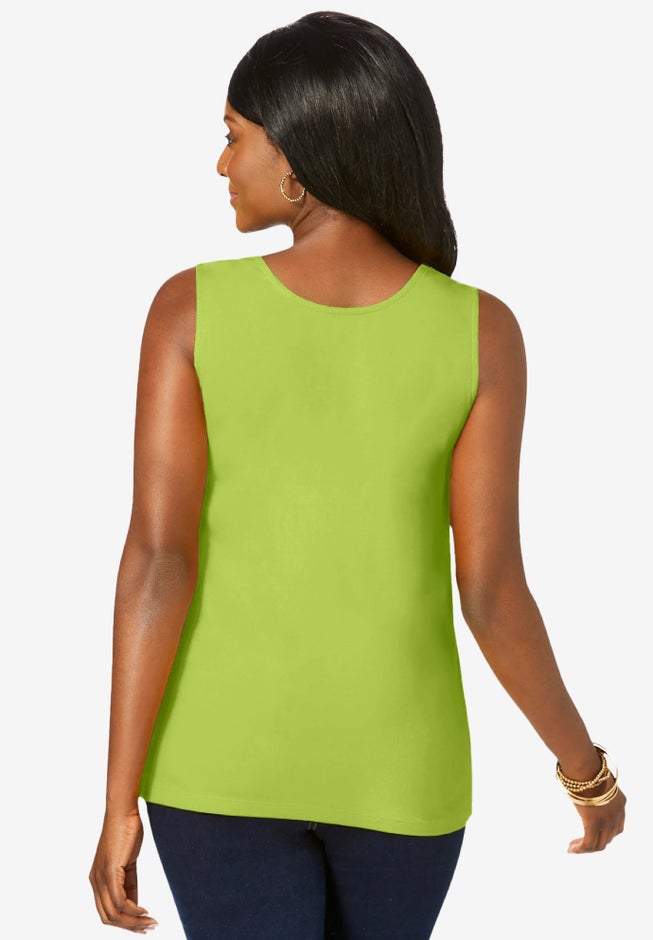 Stretch Cotton Horseshoe Neck Tank image number 2