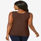 Stretch Cotton Horseshoe Neck Tank image number null