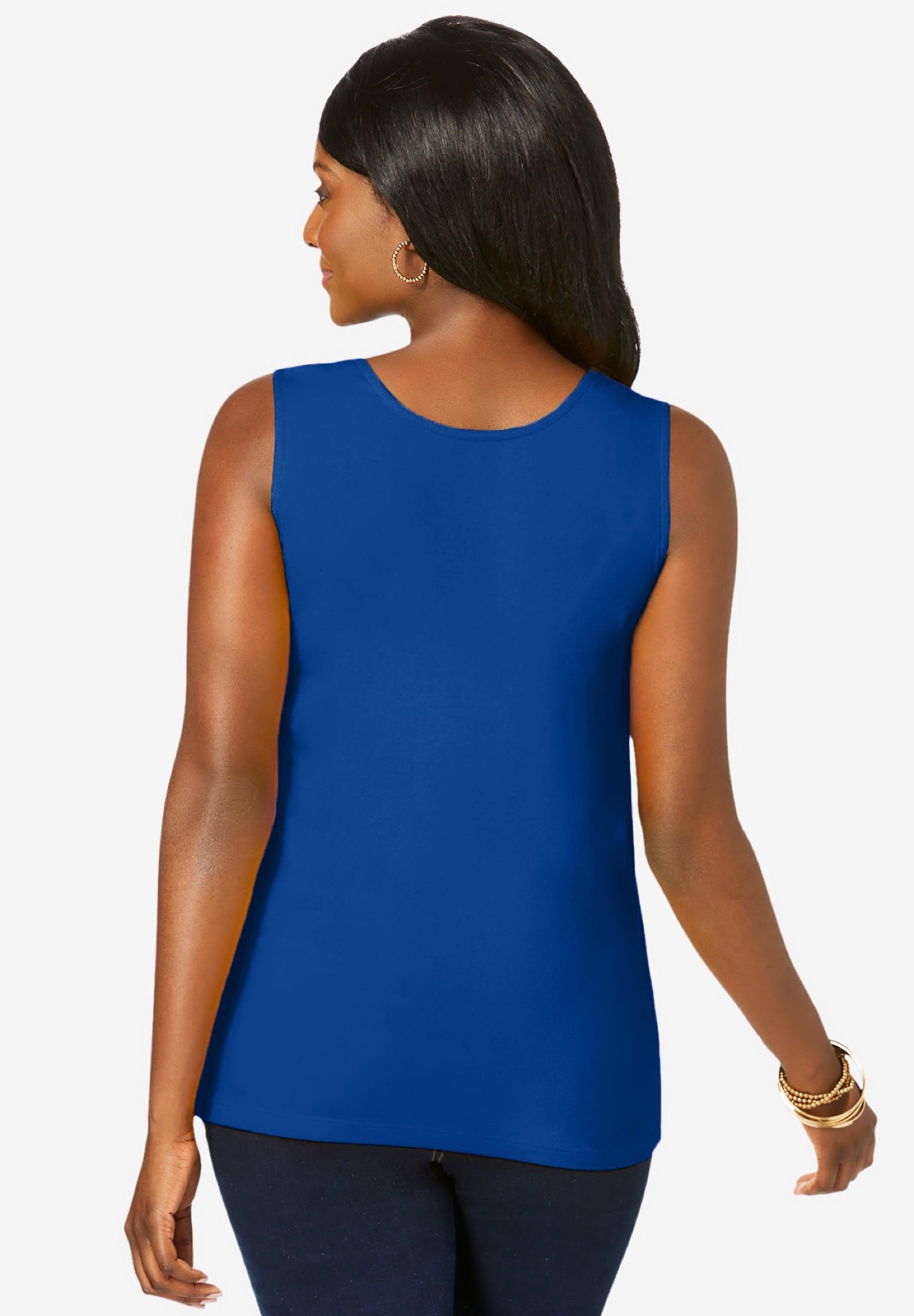 Stretch Cotton Horseshoe Neck Tank image number 1