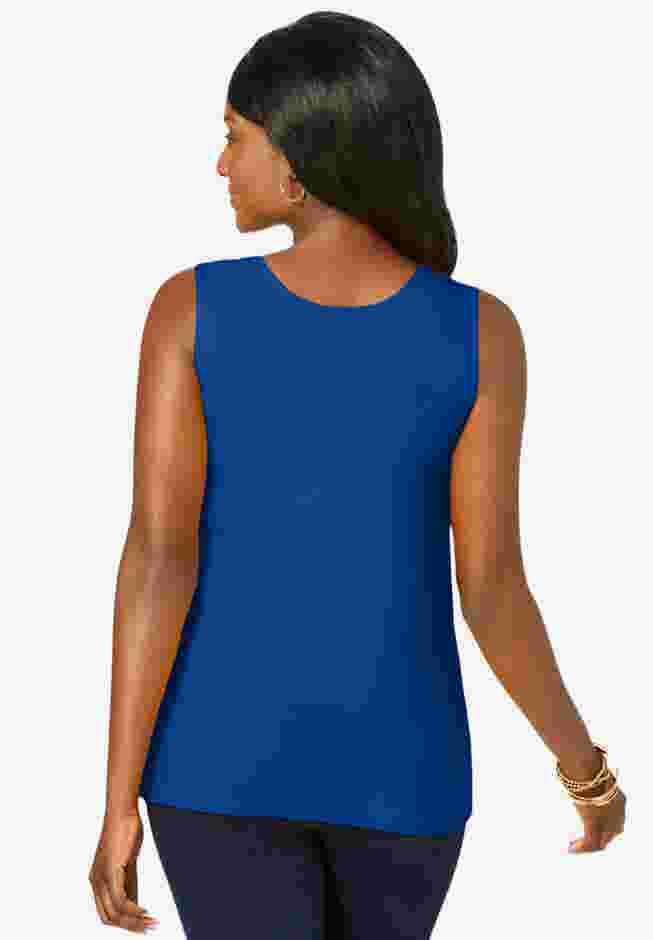 Stretch Cotton Horseshoe Neck Tank image number 1