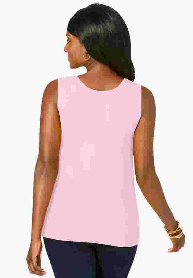 Stretch Cotton Horseshoe Neck Tank image number 2