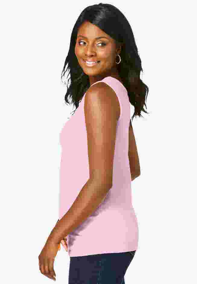 Stretch Cotton Horseshoe Neck Tank image number 1