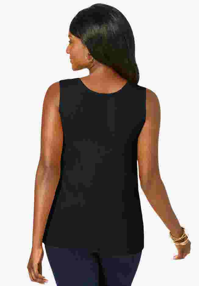 Stretch Cotton Horseshoe Neck Tank image number 1