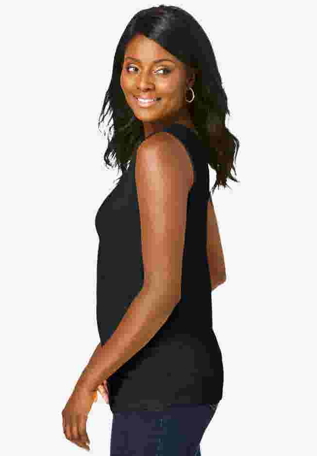 Stretch Cotton Horseshoe Neck Tank image number 2