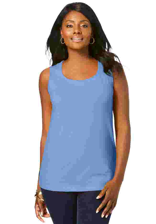 Stretch Cotton Horseshoe Neck Tank image number 0