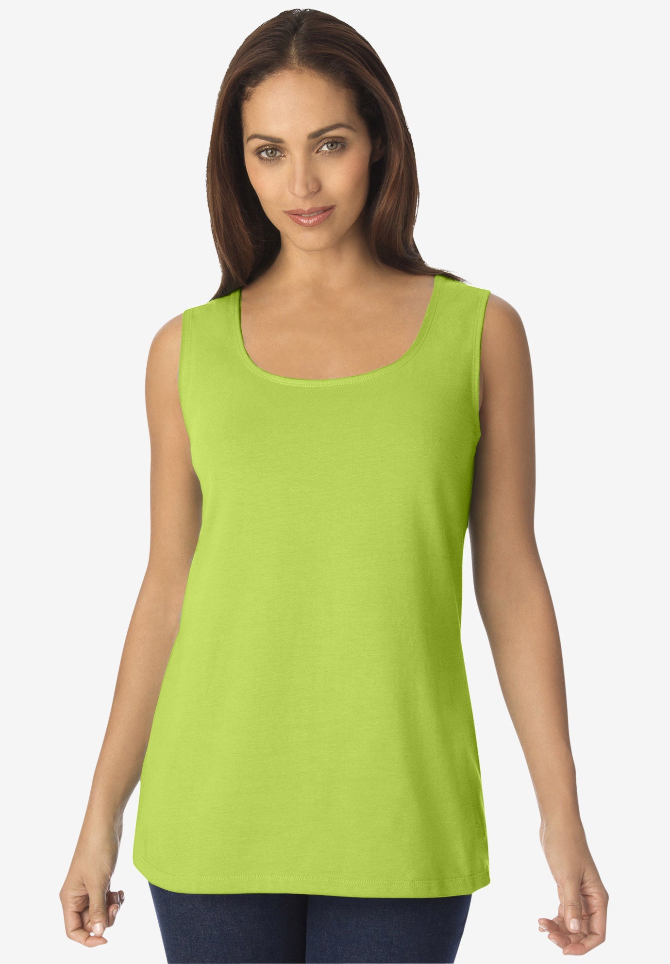 Stretch Cotton Horseshoe Neck Tank image number 0