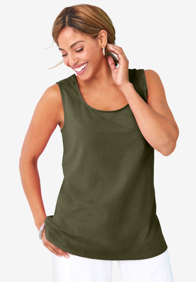 Stretch Cotton Horseshoe Neck Tank image number 0