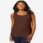 Stretch Cotton Horseshoe Neck Tank image number null