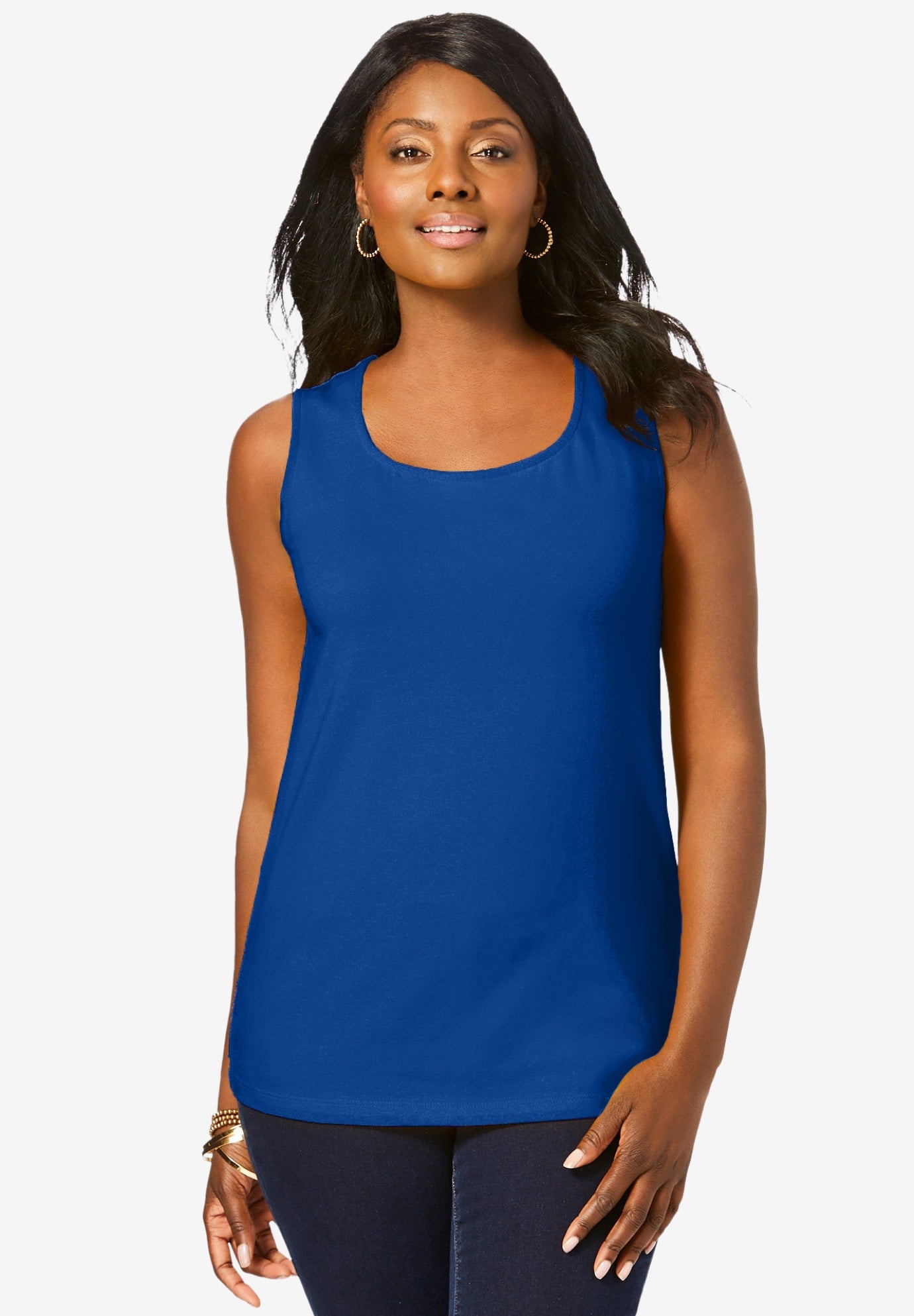 Stretch Cotton Horseshoe Neck Tank image number 0