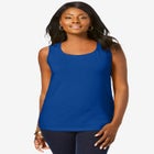 Stretch Cotton Horseshoe Neck Tank image number null