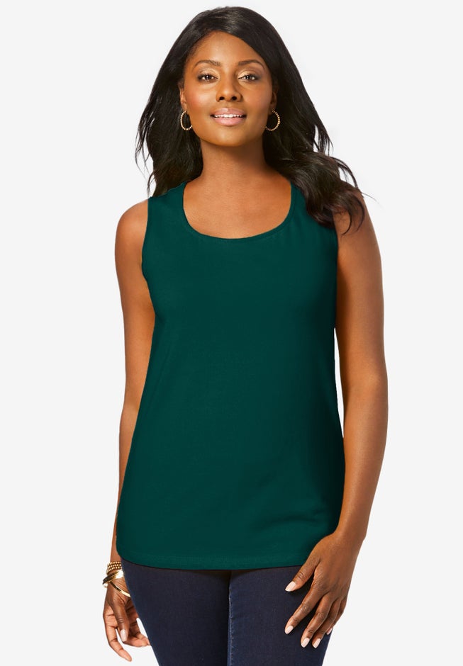 Stretch Cotton Horseshoe Neck Tank image number 0